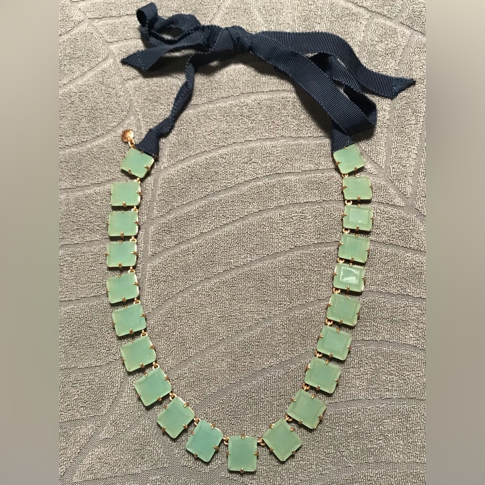 NWOT J. Crew Square Crystal Ribbon-tie Necklace